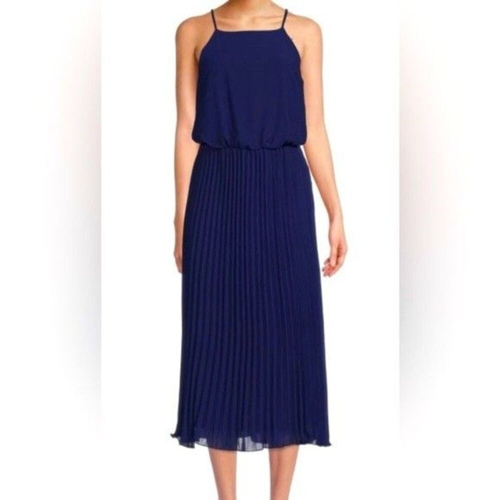 Sam Edelman Women’s Blouson Pleated Chiffon Halter Dress in Navy 12